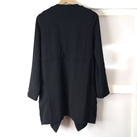 Tobi Black Lightweight Waterfall Open Front Jacket Size Small Oversized Blazer - Picture 5 of 13